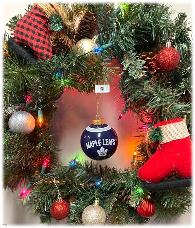 FOCO Toronto Maple Leafs Collector's Edition Maple Leafs Glass Ball Ornament – Represent The Blue and White and Show Your NHL Spirit with Licensed Toronto Maple Leafs Holiday Fan Decor - Image 3